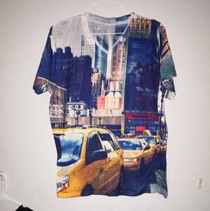 True Rock Men's XXL Multicolor City Graphic Print V-Neck Short Sleeve T-Shirt